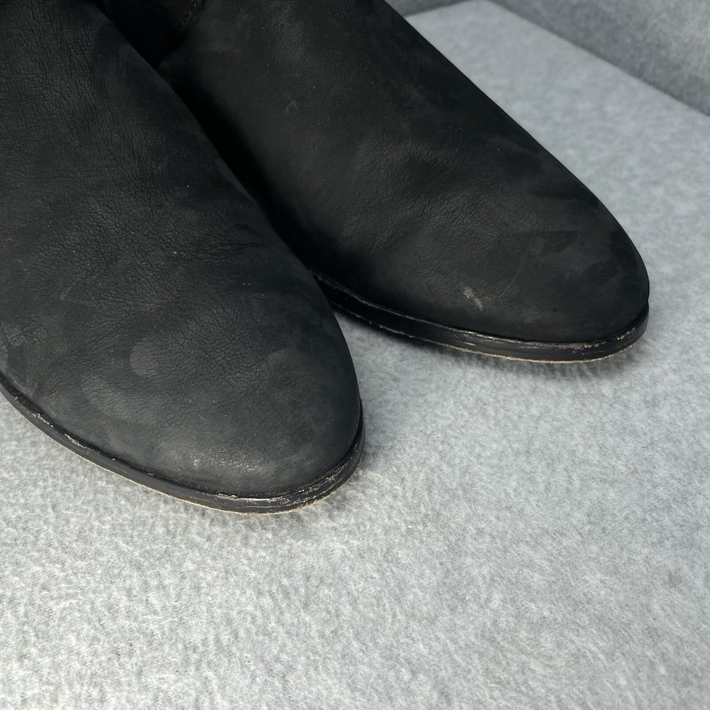 Eileen Fisher Ives Women's 10 Black Nubuck Leather Moto Wedge Heel Ankle Boots - Picture 8 of 10